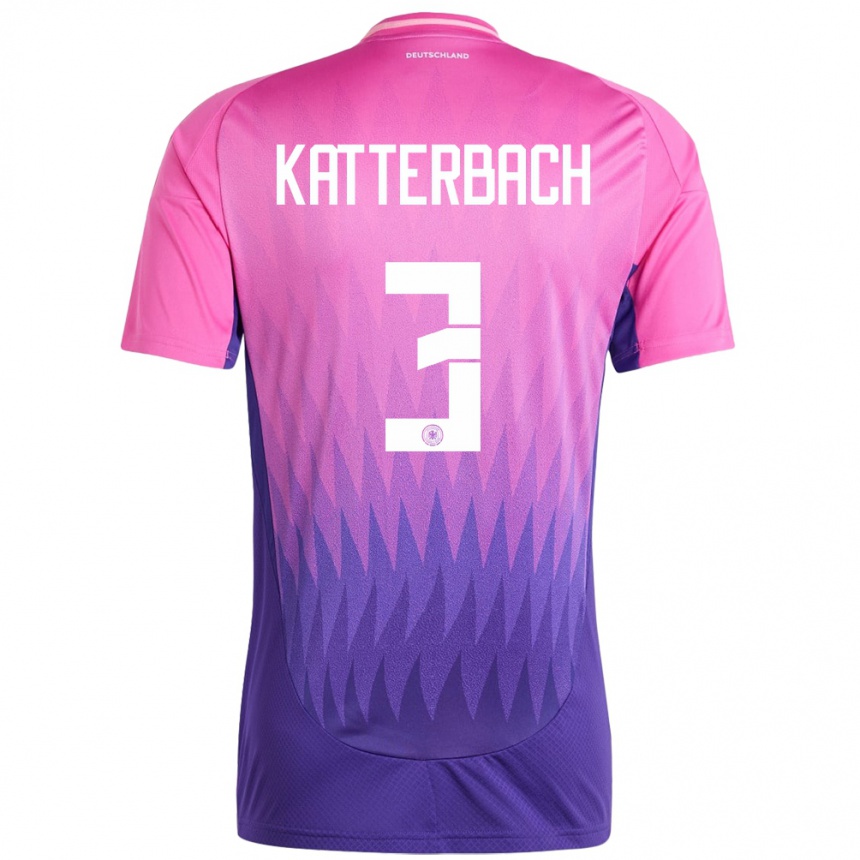 Kinder Fußball Deutschland Noah Katterbach #3 Pink Lila Auswärtstrikot Trikot 24-26 T-Shirt Luxemburg