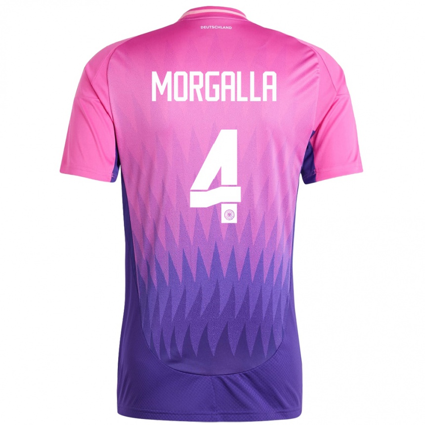 Kinder Fußball Deutschland Leandro Morgalla #4 Pink Lila Auswärtstrikot Trikot 24-26 T-Shirt Luxemburg