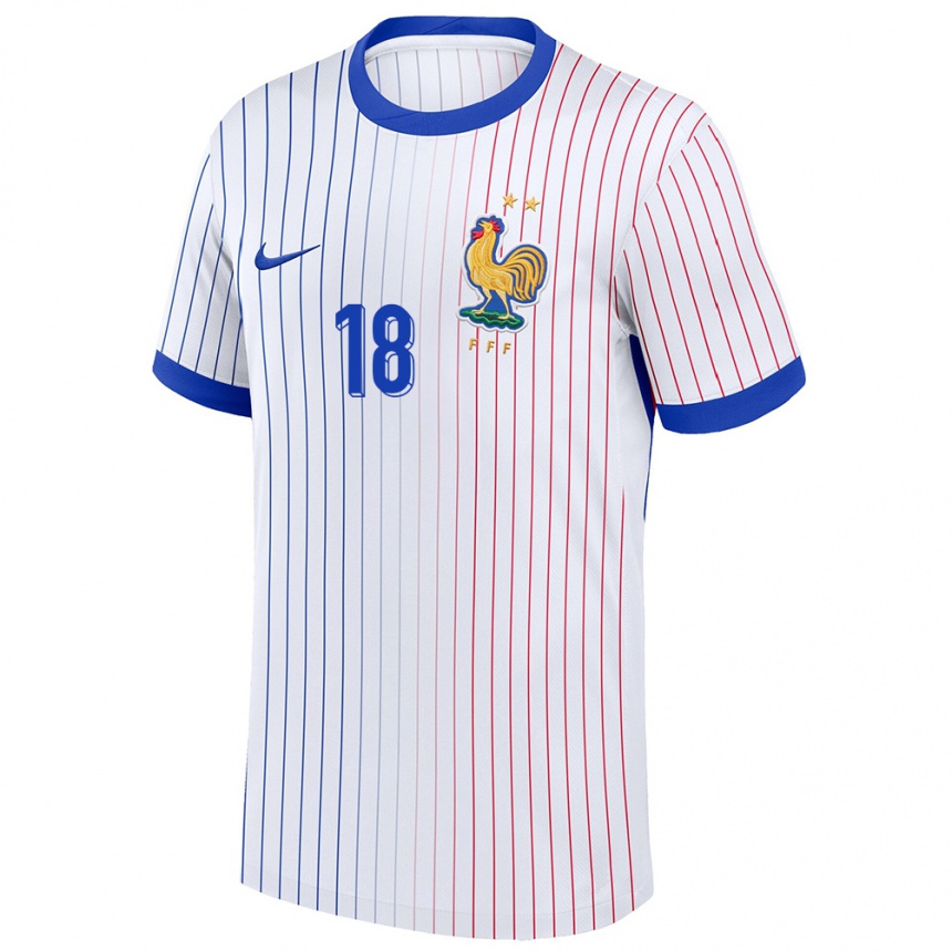 Kinder Fußball Frankreich Georginio Rutter #18 Weiß Auswärtstrikot Trikot 24-26 T-Shirt Luxemburg