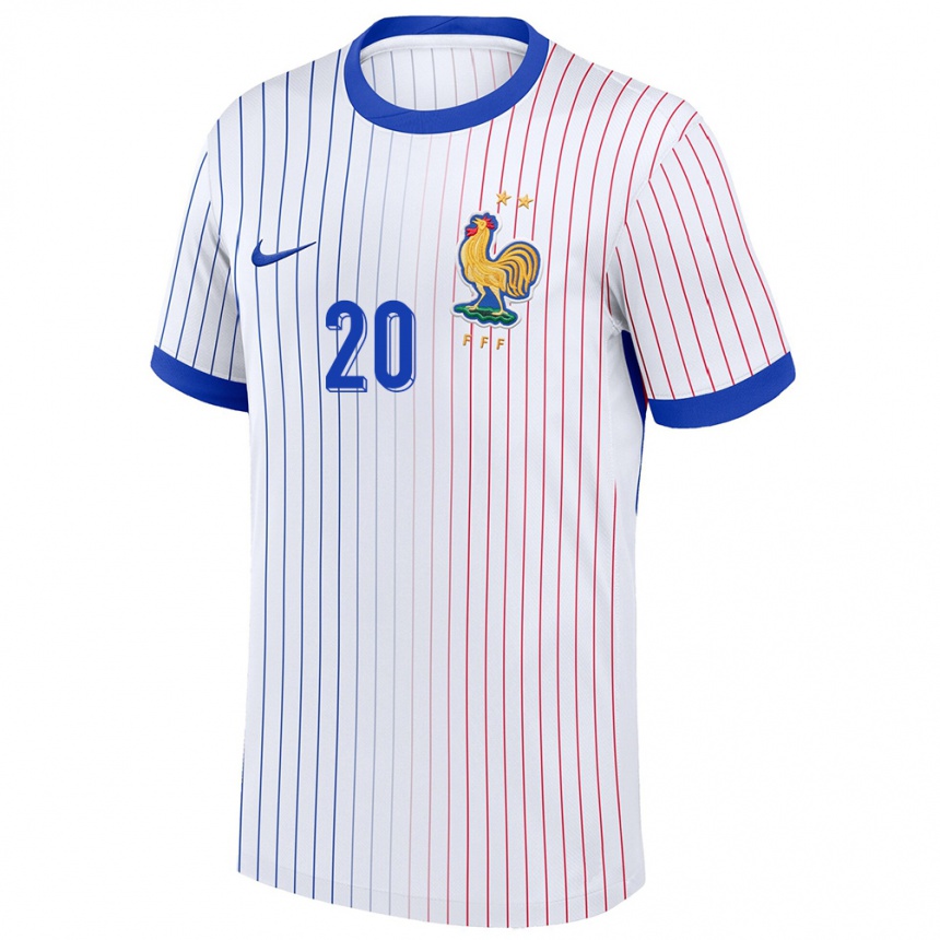 Kinder Fußball Frankreich Delphine Cascarino #20 Weiß Auswärtstrikot Trikot 24-26 T-Shirt Luxemburg