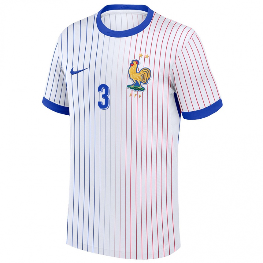 Kinder Fußball Frankreich William Saliba #3 Weiß Auswärtstrikot Trikot 24-26 T-Shirt Luxemburg