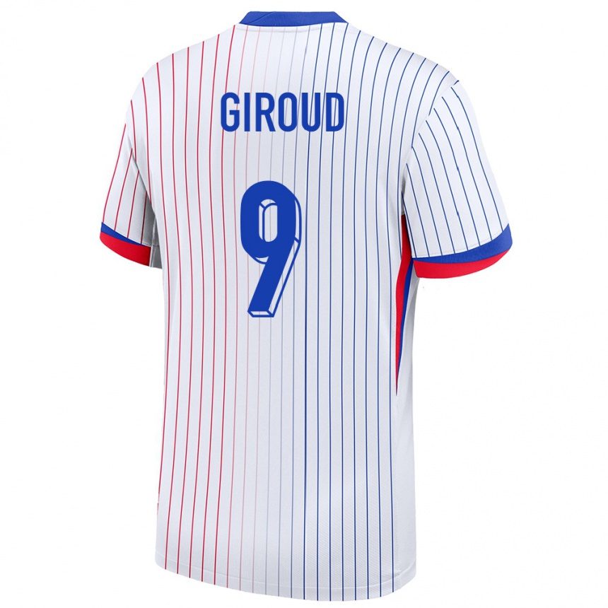 Kinder Fußball Frankreich Olivier Giroud #9 Weiß Auswärtstrikot Trikot 24-26 T-Shirt Luxemburg