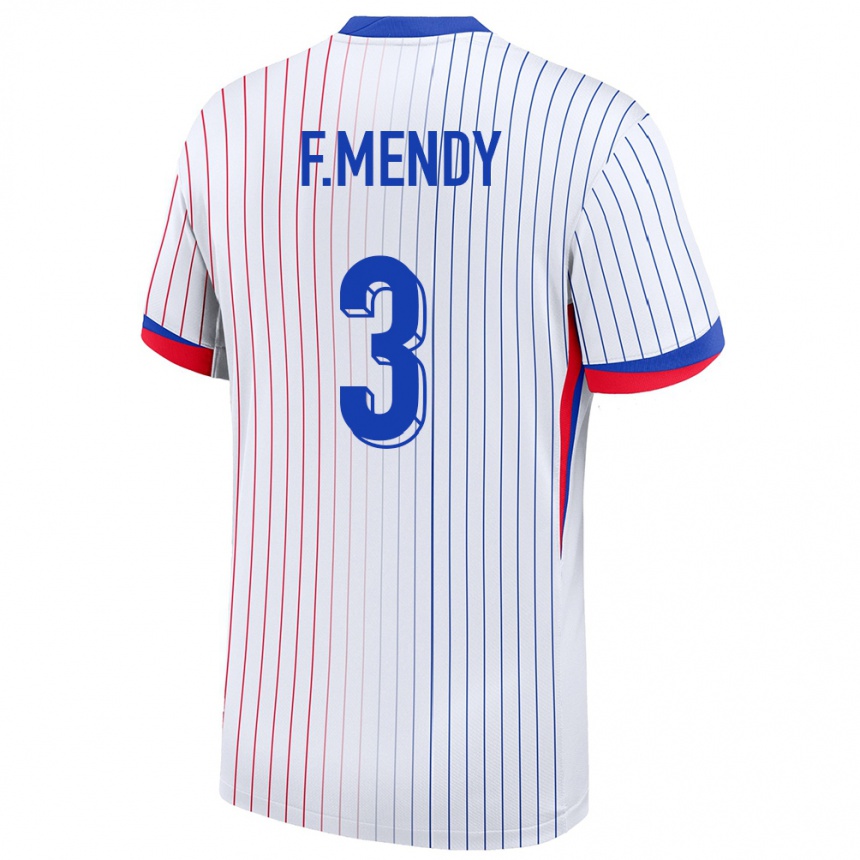 Kinder Fußball Frankreich Ferland Mendy #3 Weiß Auswärtstrikot Trikot 24-26 T-Shirt Luxemburg