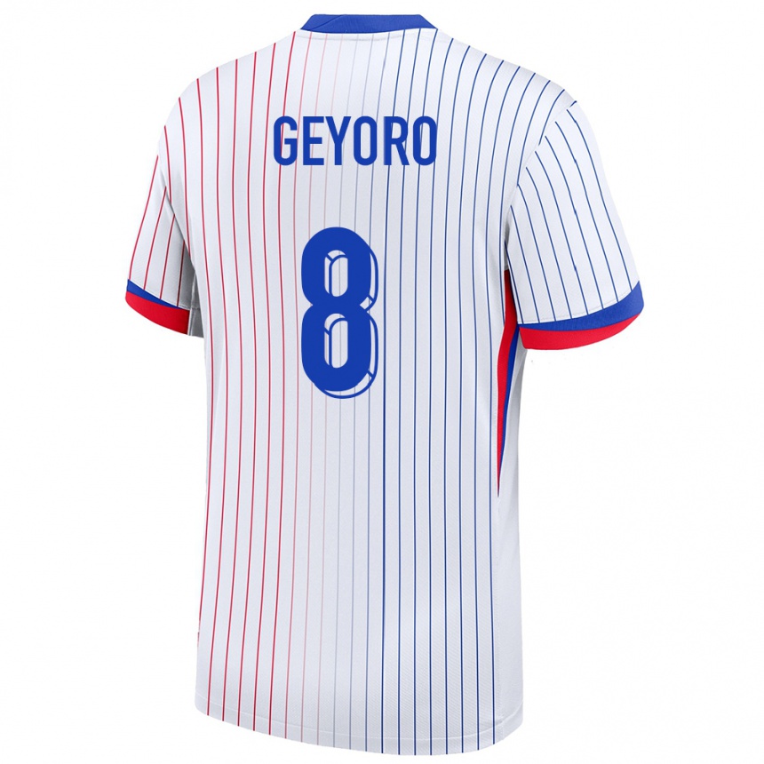 Kinder Fußball Frankreich Grace Geyoro #8 Weiß Auswärtstrikot Trikot 24-26 T-Shirt Luxemburg