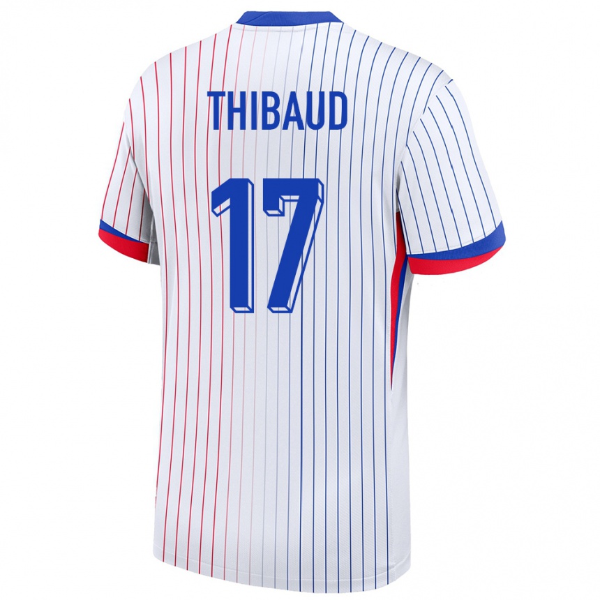 Kinder Fußball Frankreich Julie Thibaud #17 Weiß Auswärtstrikot Trikot 24-26 T-Shirt Luxemburg