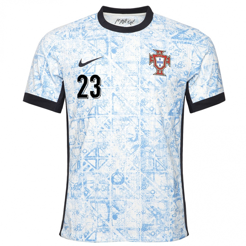 Kinder Fußball Portugal Telma Encarnacao #23 Cremeblau Auswärtstrikot Trikot 24-26 T-Shirt Luxemburg