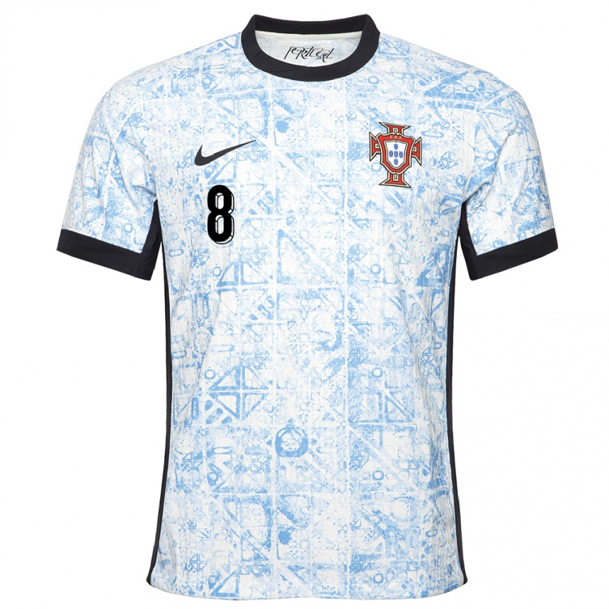Kinder Fußball Portugal Paulo Bernardo #8 Cremeblau Auswärtstrikot Trikot 24-26 T-Shirt Luxemburg