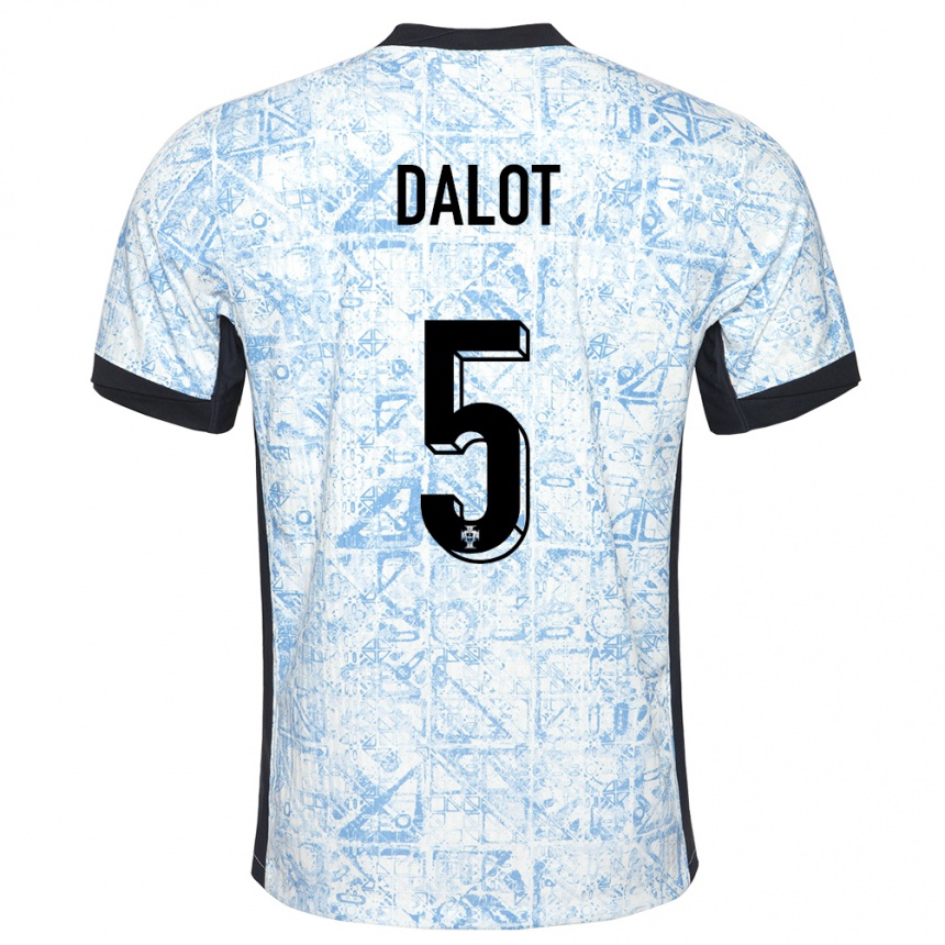 Kinder Fußball Portugal Diogo Dalot #5 Cremeblau Auswärtstrikot Trikot 24-26 T-Shirt Luxemburg