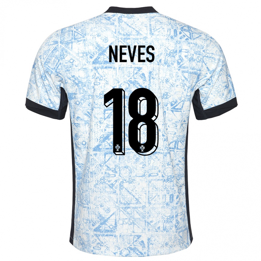 Kinder Fußball Portugal Ruben Neves #18 Cremeblau Auswärtstrikot Trikot 24-26 T-Shirt Luxemburg