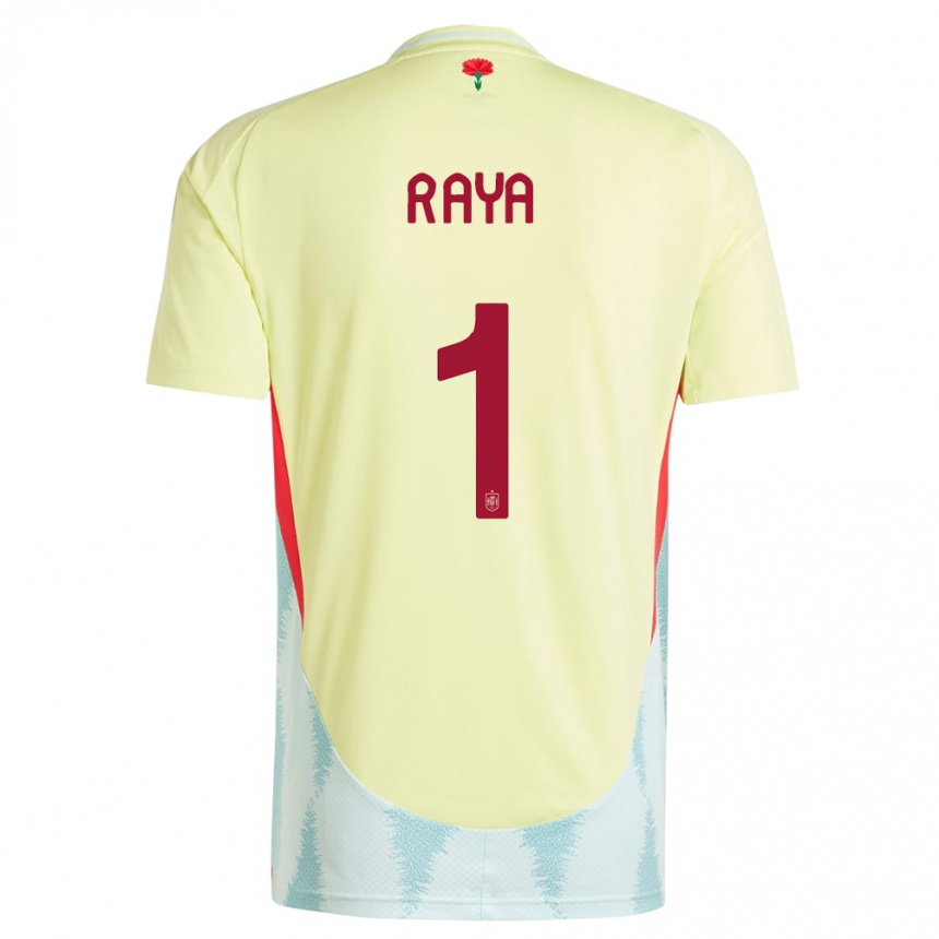 Kinder Fußball Spanien David Raya #1 Gelb Auswärtstrikot Trikot 24-26 T-Shirt Luxemburg