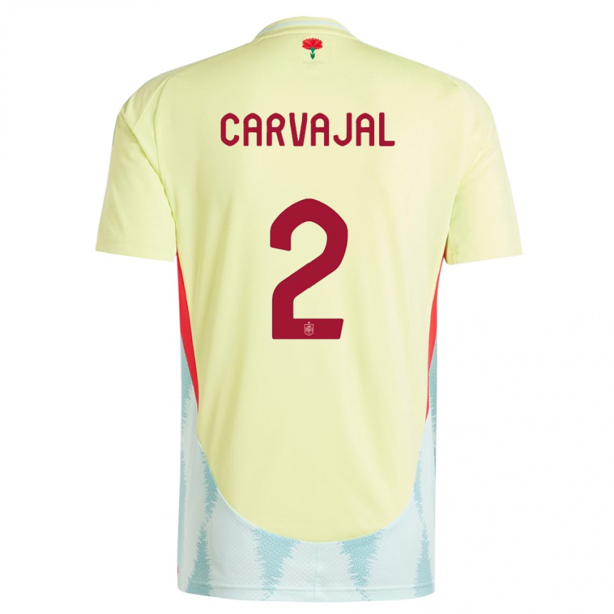 Kinder Fußball Spanien Daniel Carvajal #2 Gelb Auswärtstrikot Trikot 24-26 T-Shirt Luxemburg