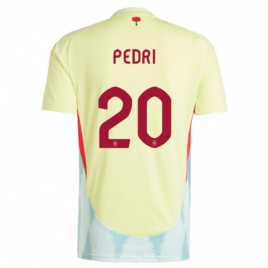 Kinder Fußball Spanien Pedri #20 Gelb Auswärtstrikot Trikot 24-26 T-Shirt Luxemburg