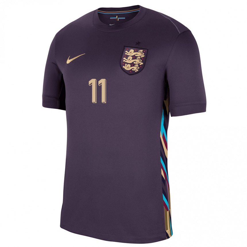 Kinder Fußball England Phil Foden #11 Dunkle Rosine Auswärtstrikot Trikot 24-26 T-Shirt Luxemburg