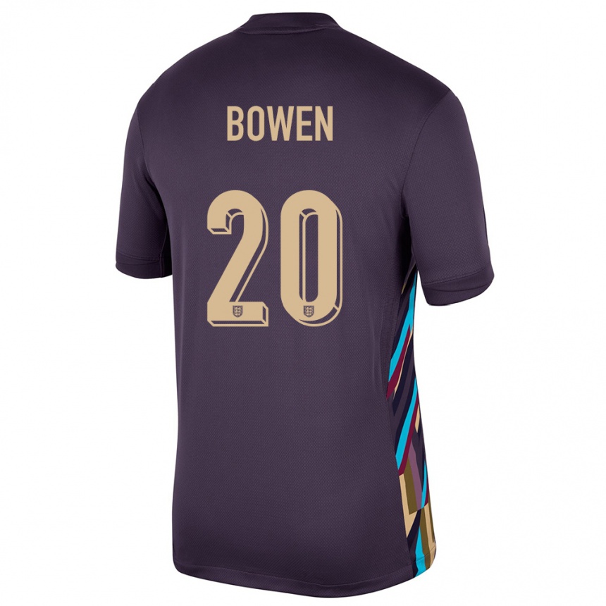 Kinder Fußball England Jarrod Bowen #20 Dunkle Rosine Auswärtstrikot Trikot 24-26 T-Shirt Luxemburg