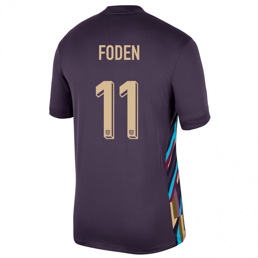 Kinder Fußball England Phil Foden #11 Dunkle Rosine Auswärtstrikot Trikot 24-26 T-Shirt Luxemburg