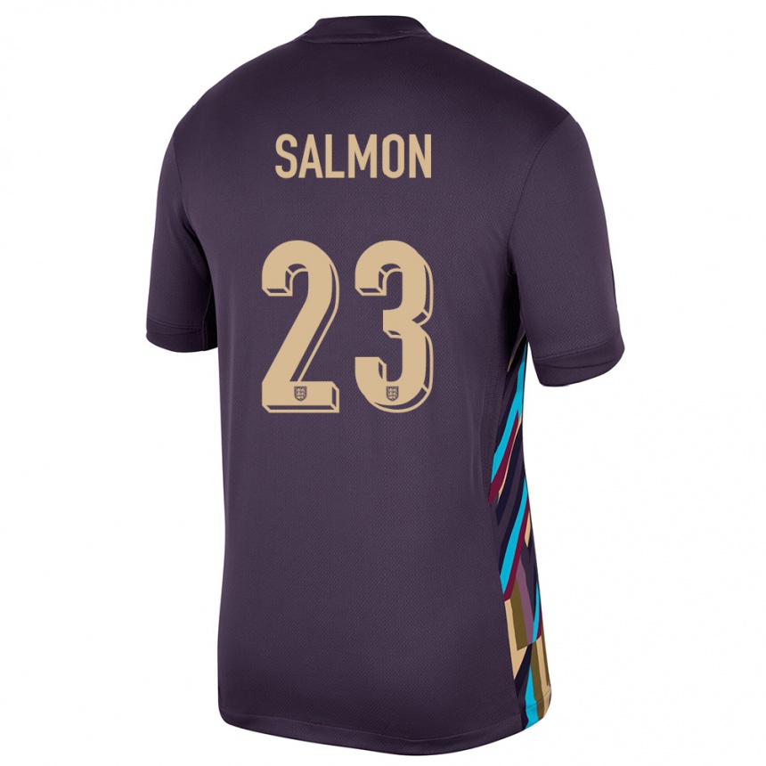 Kinder Fußball England Ebony Salmon #23 Dunkle Rosine Auswärtstrikot Trikot 24-26 T-Shirt Luxemburg