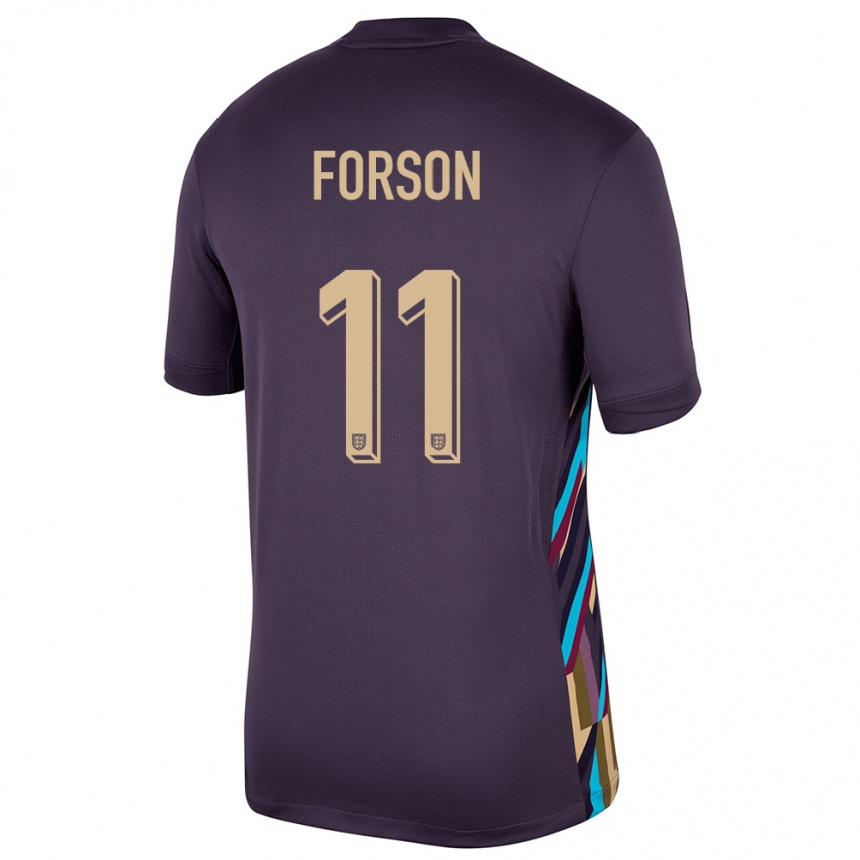 Kinder Fußball England Omari Forson #11 Dunkle Rosine Auswärtstrikot Trikot 24-26 T-Shirt Luxemburg