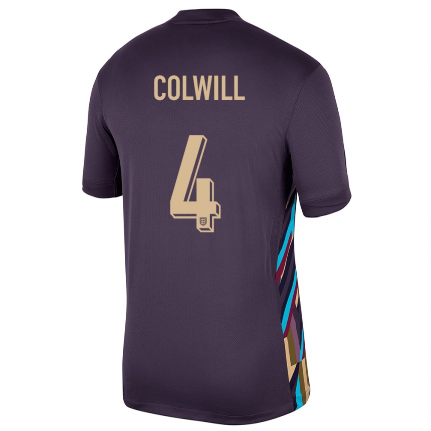 Kinder Fußball England Levi Colwill #4 Dunkle Rosine Auswärtstrikot Trikot 24-26 T-Shirt Luxemburg