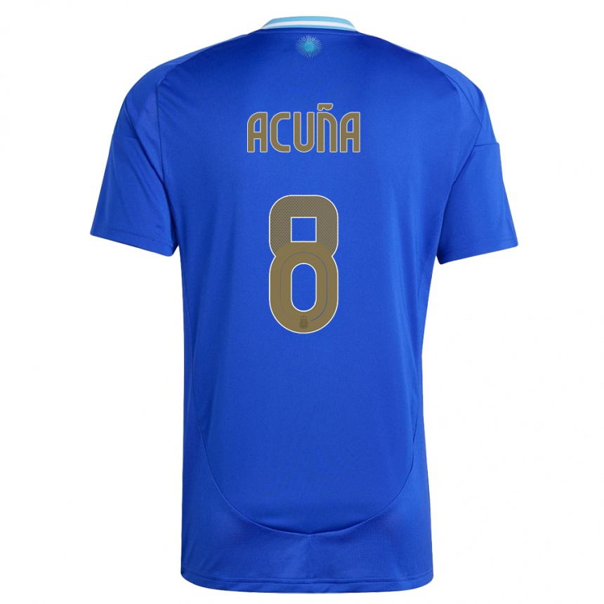 Kinder Fußball Argentinien Marcos Acuna #8 Blau Auswärtstrikot Trikot 24-26 T-Shirt Luxemburg