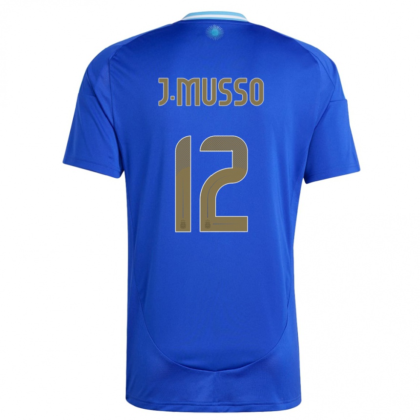 Kinder Fußball Argentinien Juan Musso #12 Blau Auswärtstrikot Trikot 24-26 T-Shirt Luxemburg