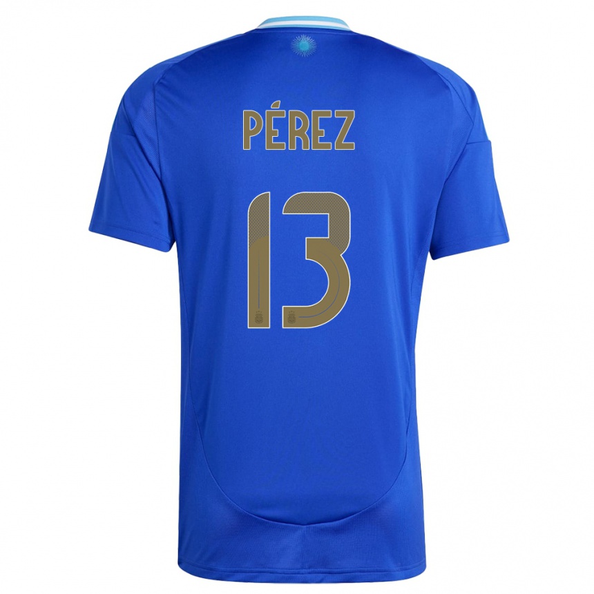 Kinder Fußball Argentinien Nehuen Perez #13 Blau Auswärtstrikot Trikot 24-26 T-Shirt Luxemburg