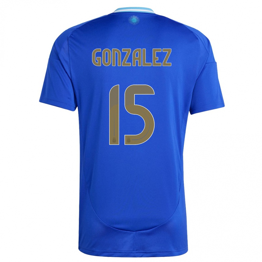 Kinder Fußball Argentinien Nicolas Gonzalez #15 Blau Auswärtstrikot Trikot 24-26 T-Shirt Luxemburg