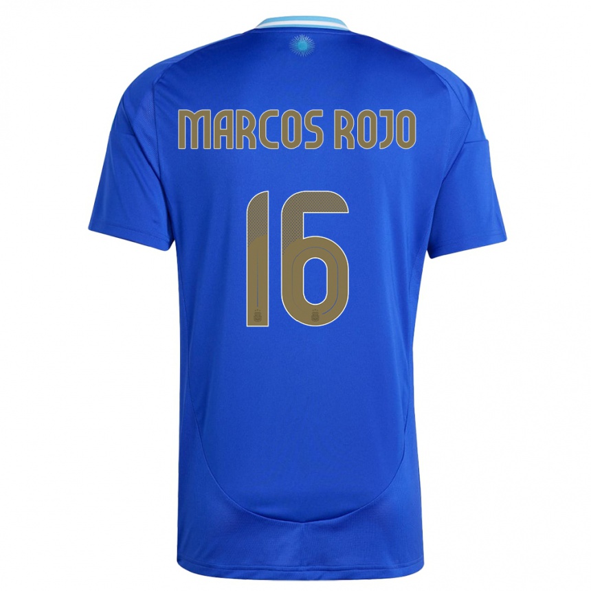 Kinder Fußball Argentinien Marcos Rojo #16 Blau Auswärtstrikot Trikot 24-26 T-Shirt Luxemburg