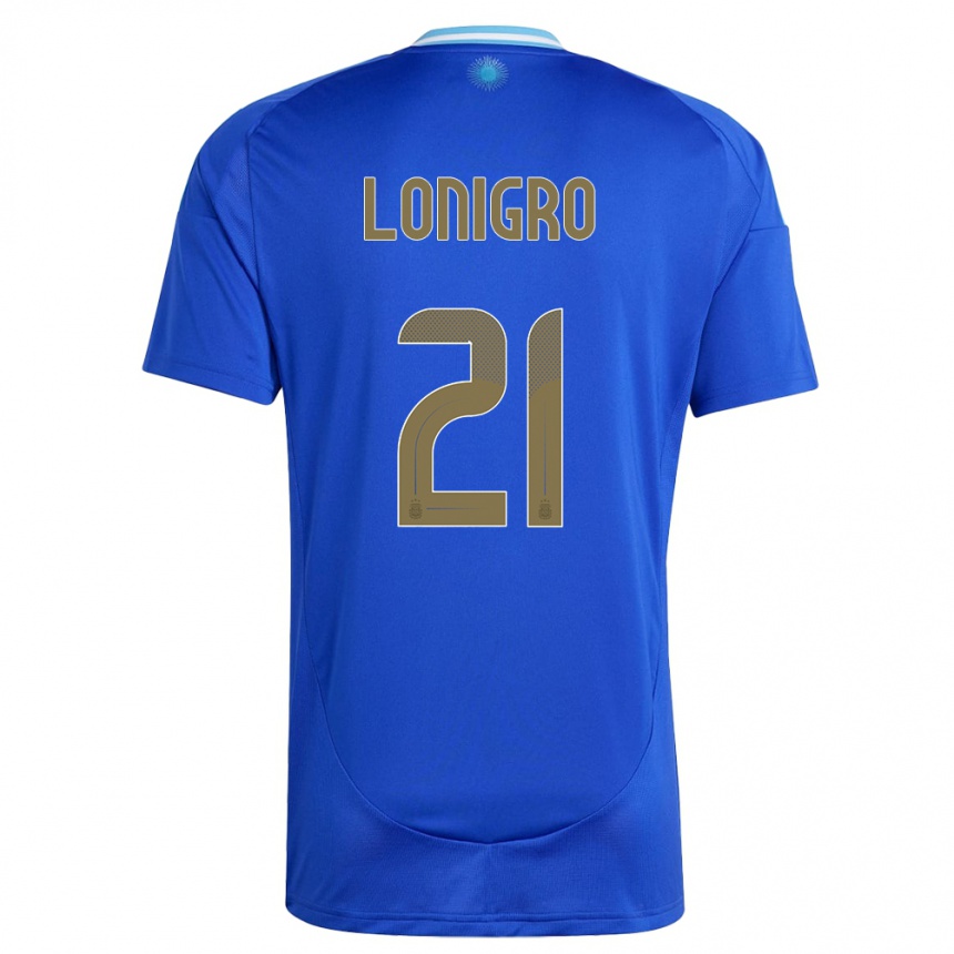 Kinder Fußball Argentinien Erica Lonigro #21 Blau Auswärtstrikot Trikot 24-26 T-Shirt Luxemburg