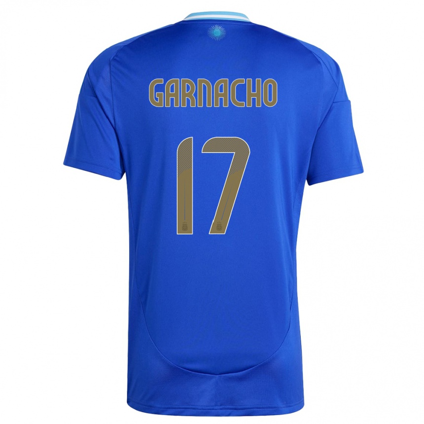 Kinder Fußball Argentinien Alejandro Garnacho #17 Blau Auswärtstrikot Trikot 24-26 T-Shirt Luxemburg