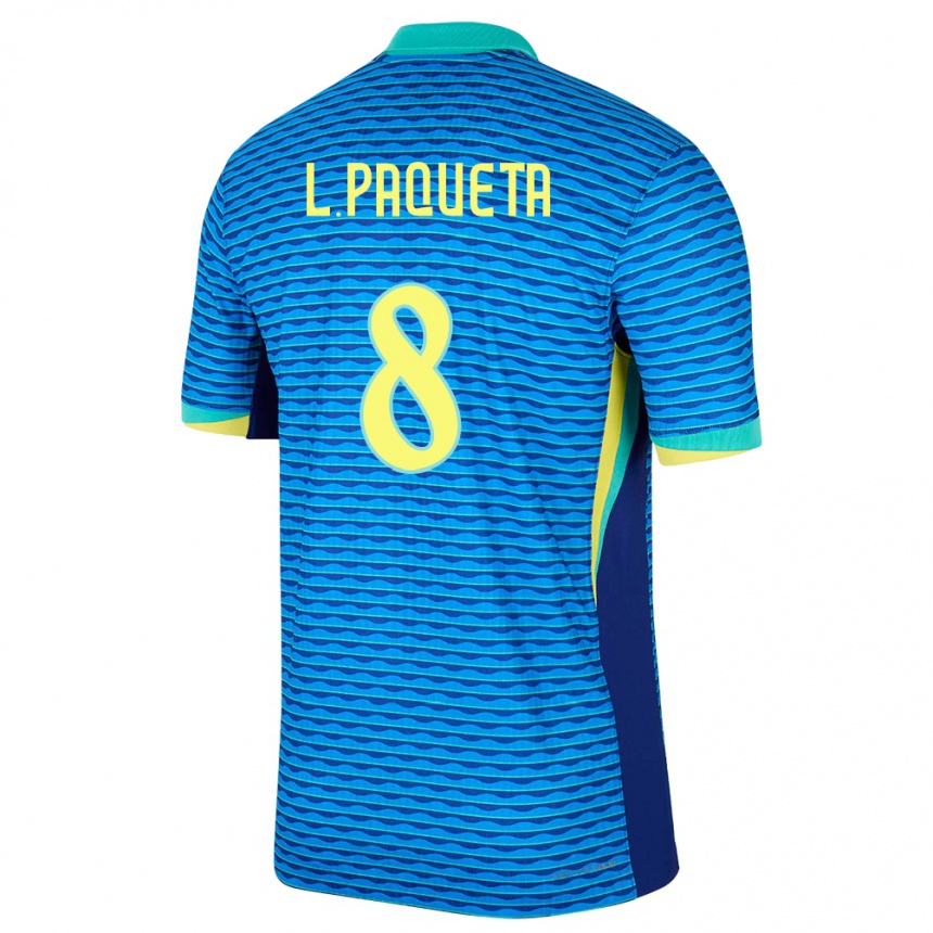Kinder Fußball Brasilien Lucas Paqueta #8 Blau Auswärtstrikot Trikot 24-26 T-Shirt Luxemburg