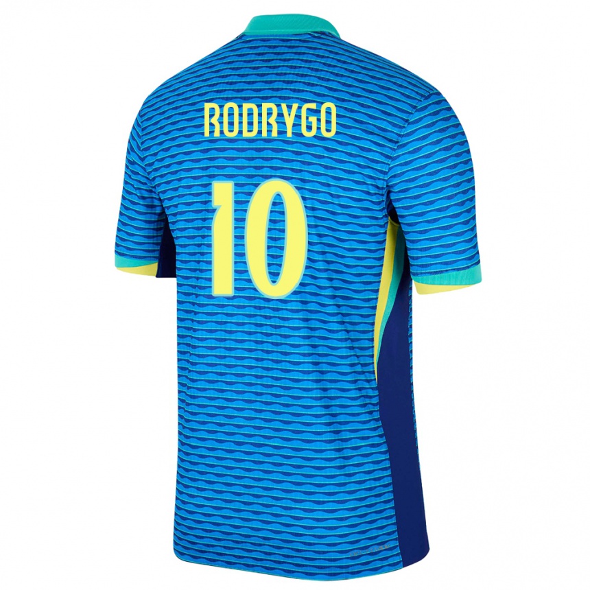 Kinder Fußball Brasilien Rodrygo #10 Blau Auswärtstrikot Trikot 24-26 T-Shirt Luxemburg