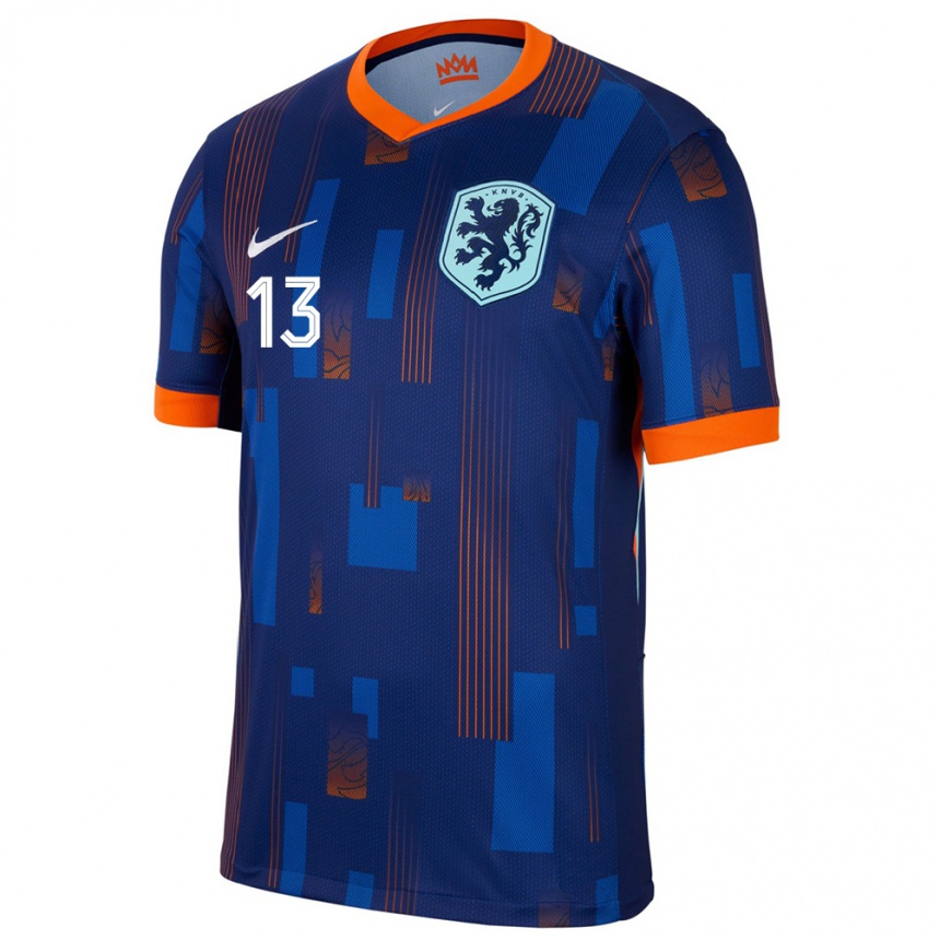 Kinder Fußball Niederlande Noa Malik Dundas #13 Blau Auswärtstrikot Trikot 24-26 T-Shirt Luxemburg