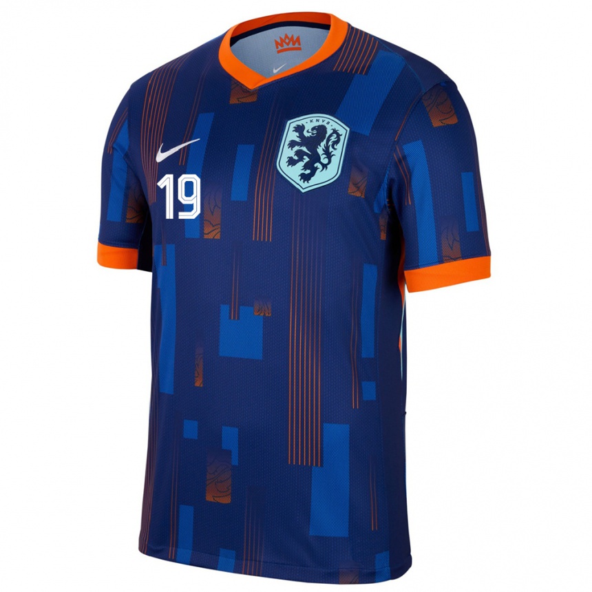 Kinder Fußball Niederlande Brian Brobbey #19 Blau Auswärtstrikot Trikot 24-26 T-Shirt Luxemburg