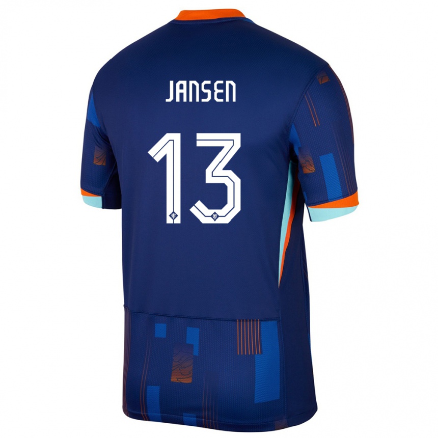 Kinder Fußball Niederlande Renate Jansen #13 Blau Auswärtstrikot Trikot 24-26 T-Shirt Luxemburg