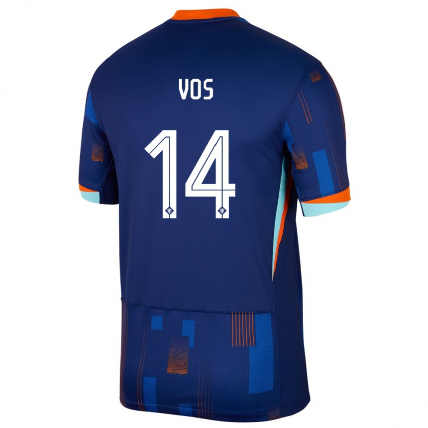 Kinder Fußball Niederlande Silvano Vos #14 Blau Auswärtstrikot Trikot 24-26 T-Shirt Luxemburg