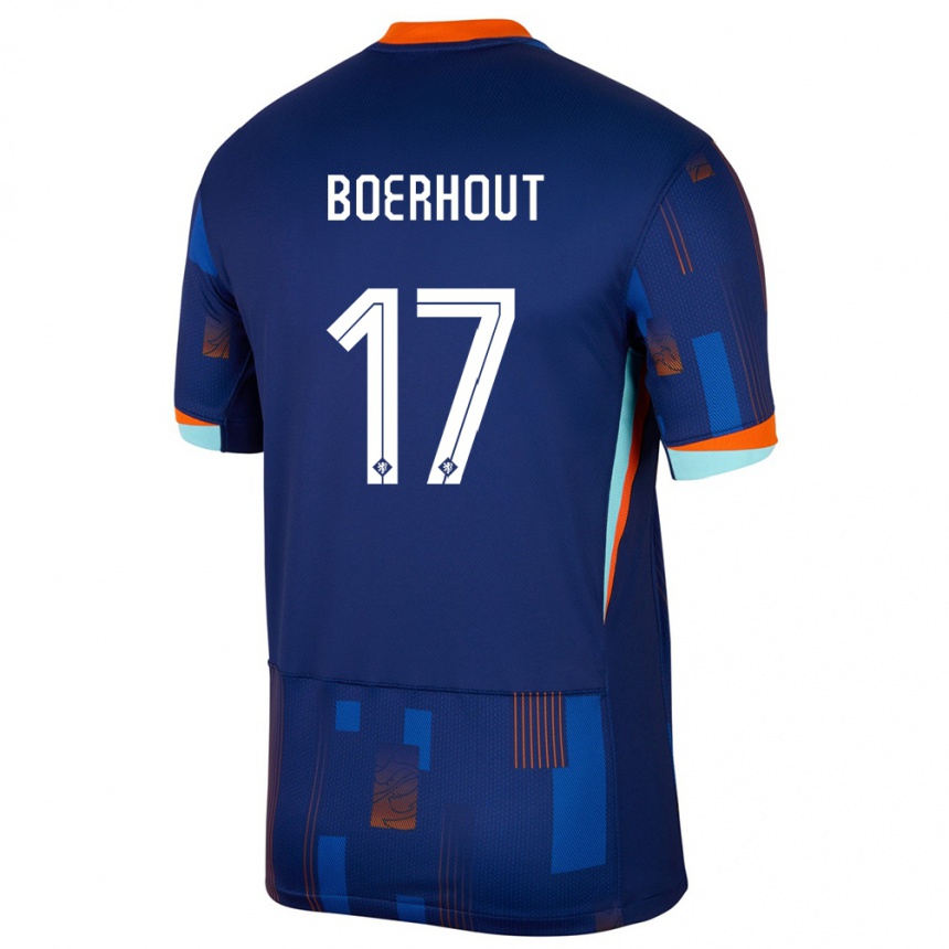 Kinder Fußball Niederlande Yoram Boerhout #17 Blau Auswärtstrikot Trikot 24-26 T-Shirt Luxemburg