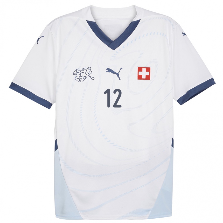 Kinder Fußball Schweiz Brian Ernest Atangana #12 Weiß Auswärtstrikot Trikot 24-26 T-Shirt Luxemburg