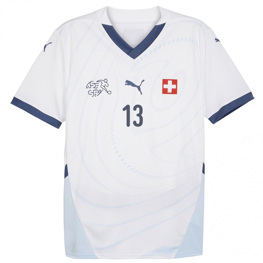 Kinder Fußball Schweiz Lia Walti #13 Weiß Auswärtstrikot Trikot 24-26 T-Shirt Luxemburg