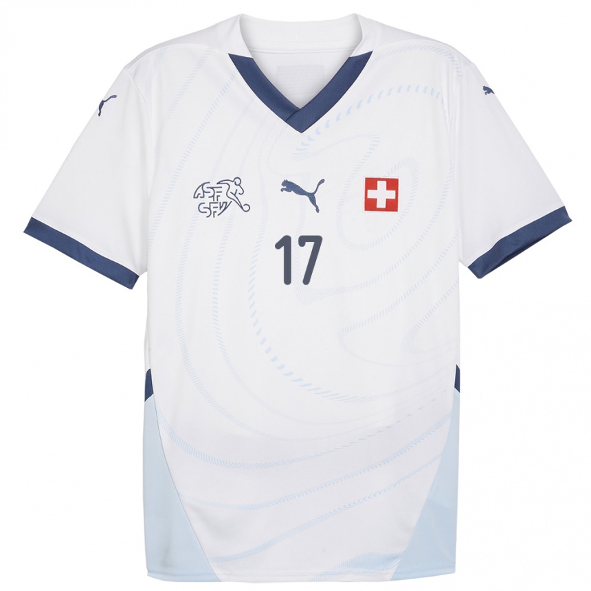 Kinder Fußball Schweiz Leon Avdullahu #17 Weiß Auswärtstrikot Trikot 24-26 T-Shirt Luxemburg