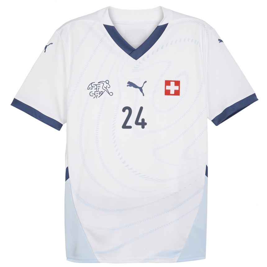 Kinder Fußball Schweiz Becir Omeragic #24 Weiß Auswärtstrikot Trikot 24-26 T-Shirt Luxemburg