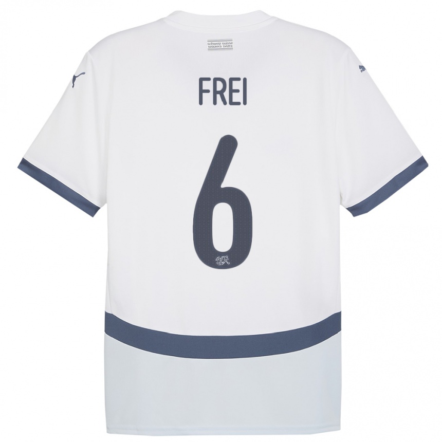 Kinder Fußball Schweiz Fabian Frei #6 Weiß Auswärtstrikot Trikot 24-26 T-Shirt Luxemburg