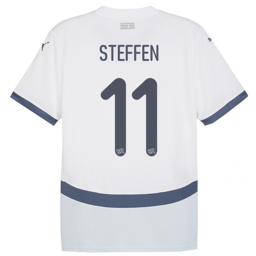 Kinder Fußball Schweiz Renato Steffen #11 Weiß Auswärtstrikot Trikot 24-26 T-Shirt Luxemburg