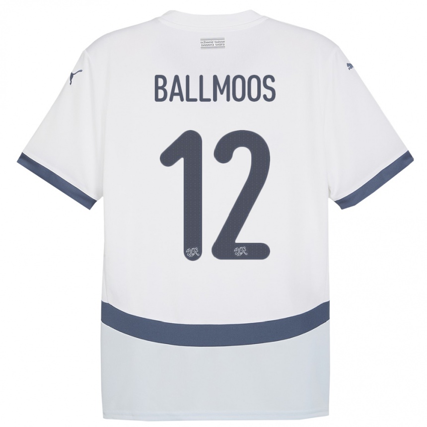 Kinder Fußball Schweiz David Von Ballmoos #12 Weiß Auswärtstrikot Trikot 24-26 T-Shirt Luxemburg