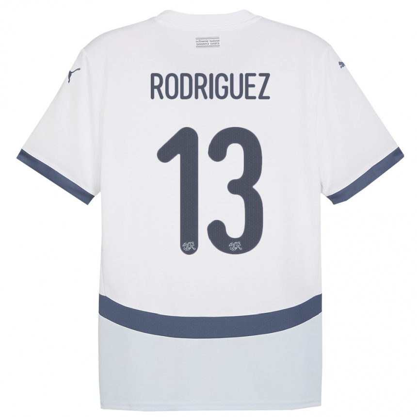 Kinder Fußball Schweiz Ricardo Rodriguez #13 Weiß Auswärtstrikot Trikot 24-26 T-Shirt Luxemburg