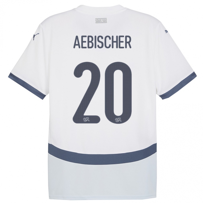 Kinder Fußball Schweiz Michel Aebischer #20 Weiß Auswärtstrikot Trikot 24-26 T-Shirt Luxemburg