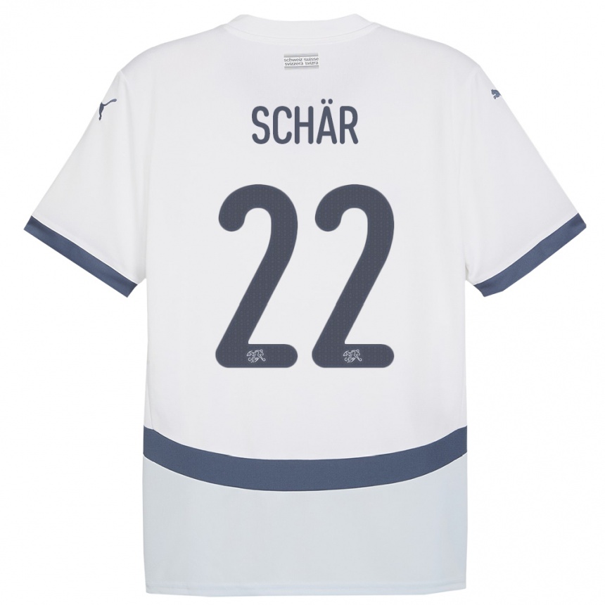 Kinder Fußball Schweiz Fabian Schar #22 Weiß Auswärtstrikot Trikot 24-26 T-Shirt Luxemburg