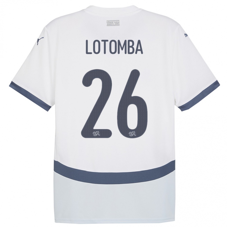 Kinder Fußball Schweiz Jordan Lotomba #26 Weiß Auswärtstrikot Trikot 24-26 T-Shirt Luxemburg