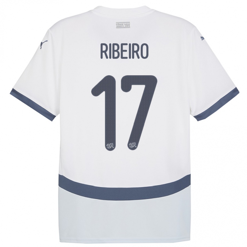 Kinder Fußball Schweiz Joel Ribeiro #17 Weiß Auswärtstrikot Trikot 24-26 T-Shirt Luxemburg