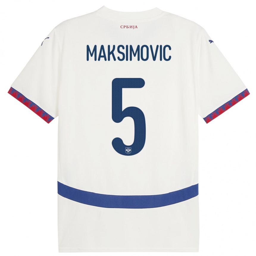 Kinder Fußball Serbien Nemanja Maksimovic #5 Weiß Auswärtstrikot Trikot 24-26 T-Shirt Luxemburg