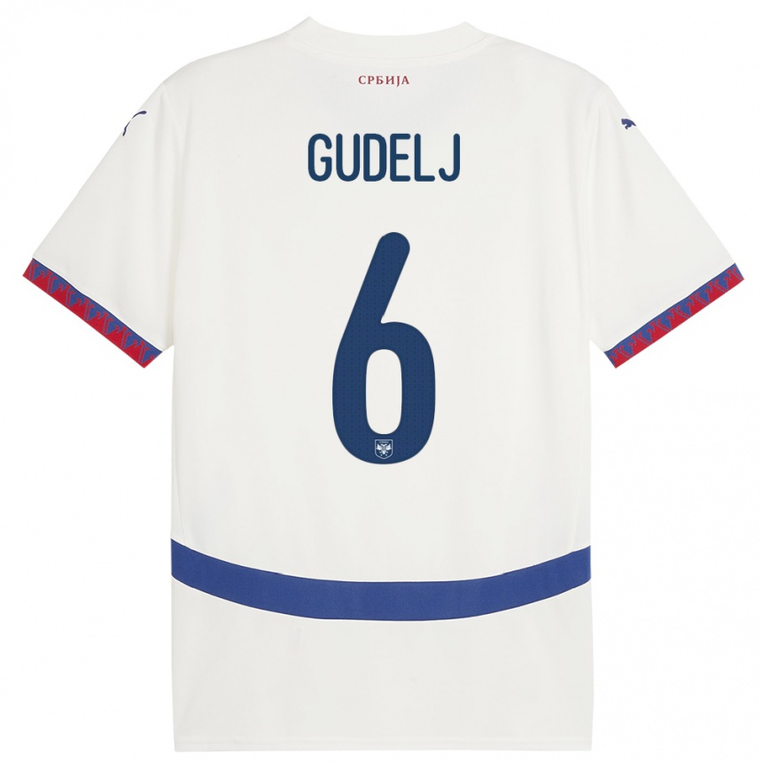 Kinder Fußball Serbien Nemanja Gudelj #6 Weiß Auswärtstrikot Trikot 24-26 T-Shirt Luxemburg